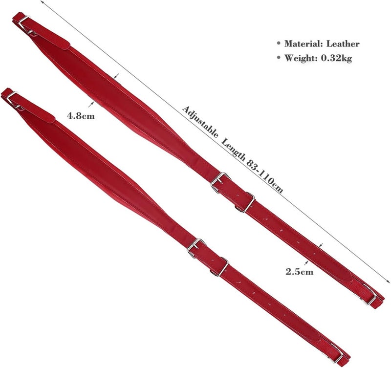 Cocoarm Accordion Harness Straps, Adjustable Shoulder Belts for 16-120 Bass Accordion, Soft PU Leather, Red - Image 5